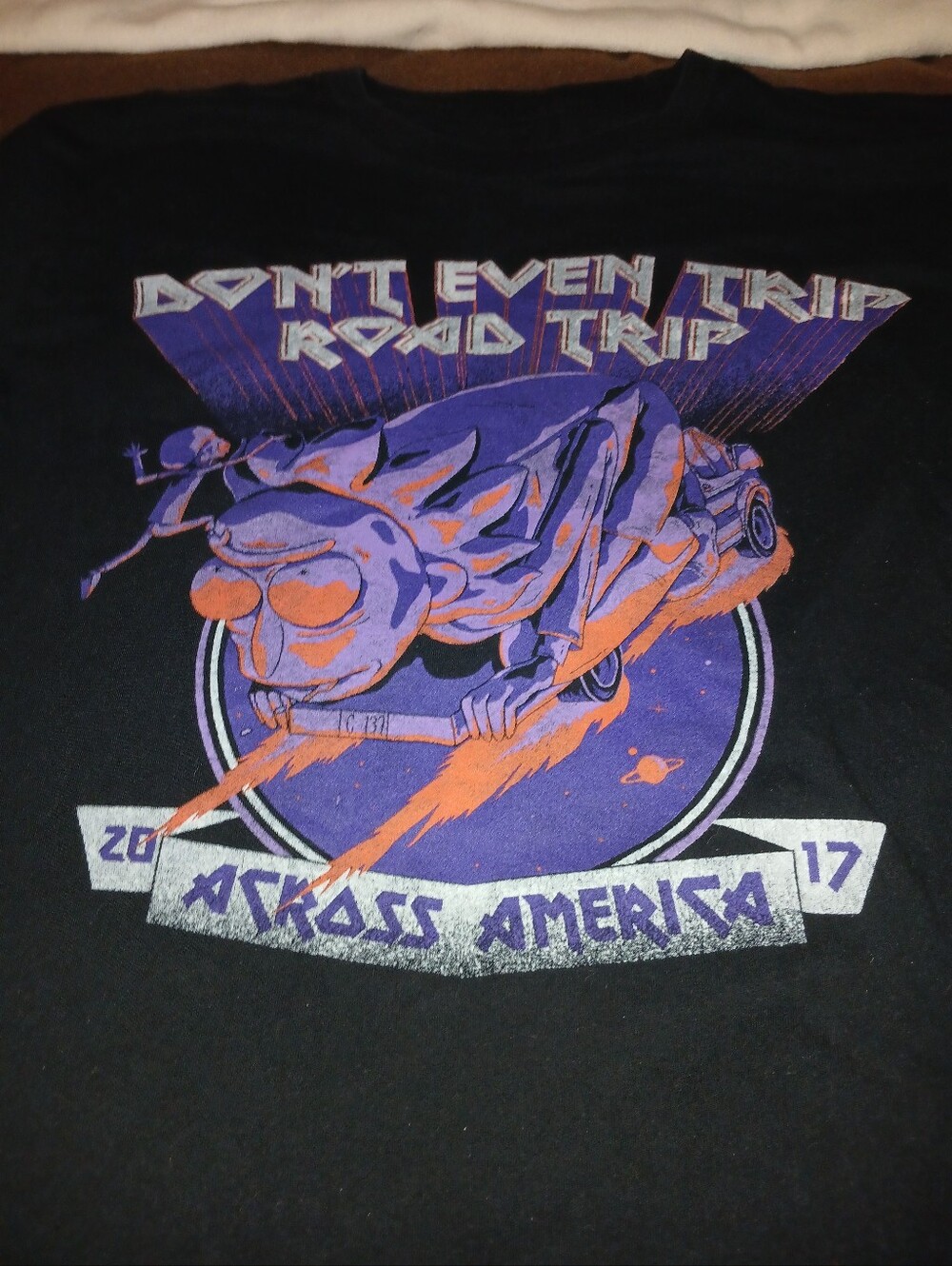 NWOT Women's Don't Even Trip Road Trip Graphic Tee - Black